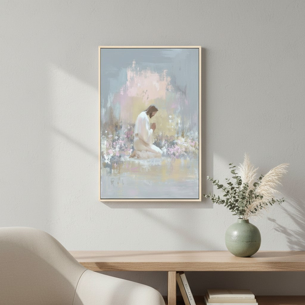 meaningful Christian wall art gift styled in modern home
