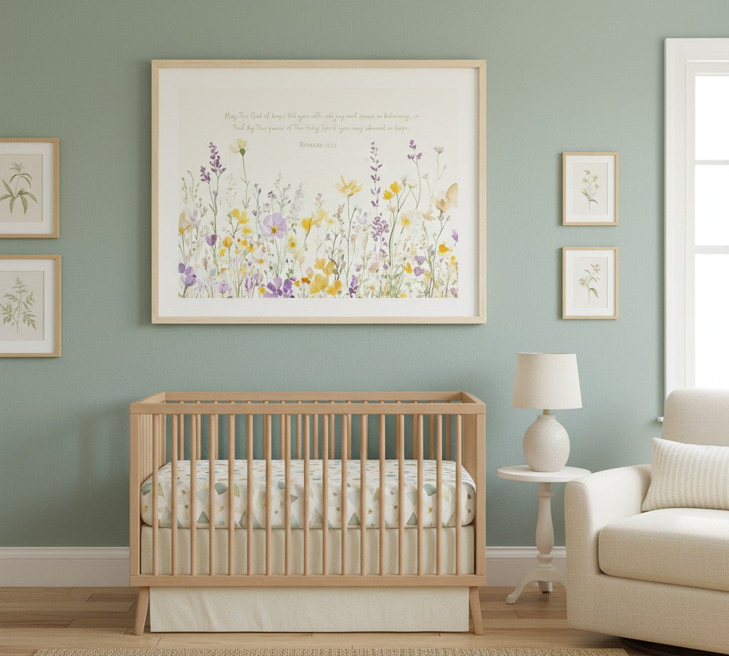 Christian wall art by Bible theme displayed in modern Christian home