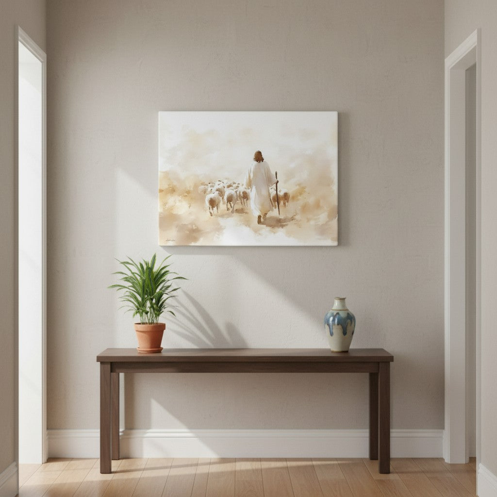 Christian graduation wall art with Bible verse displayed in modern dorm room