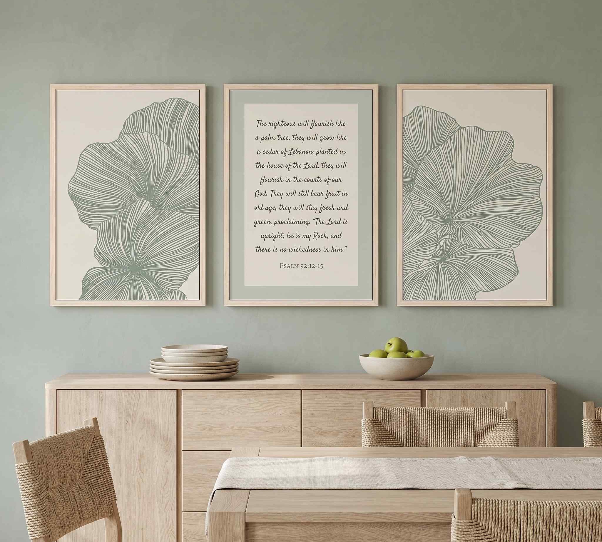 Palm tree Christian wall arts as gift for wife in a minimalist modern Christian home