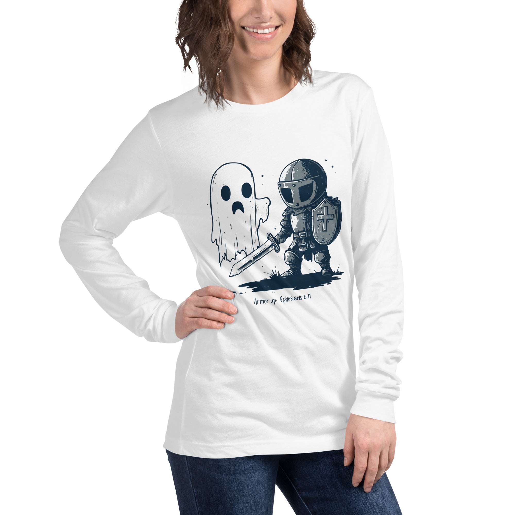 Armor Up Against Ghost, Women's Long Sleeve Tee - Lamb’s Love