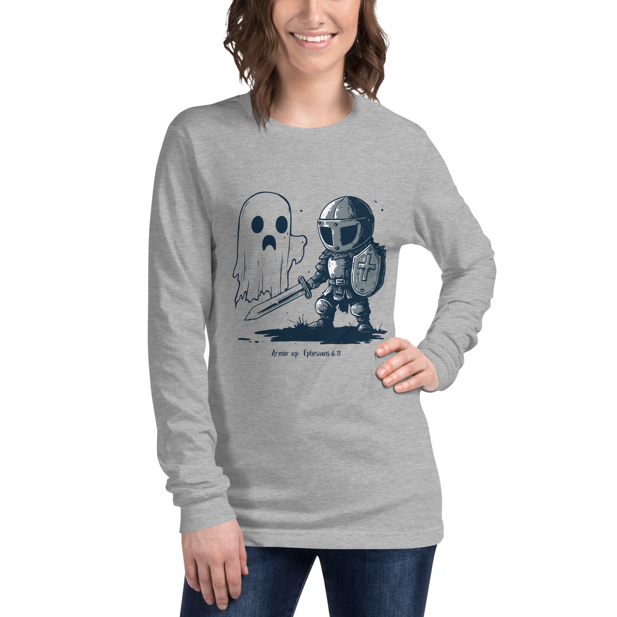 Armor Up Against Ghost, Women's Long Sleeve Tee - Lamb’s Love