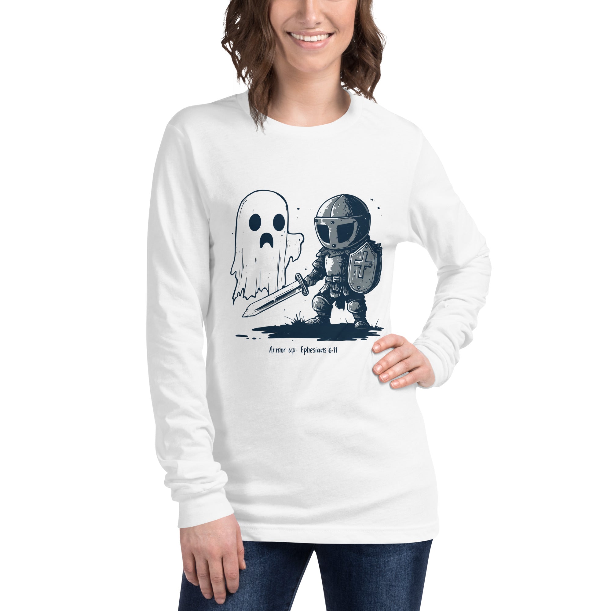 Armor Up Against Ghost, Women's Long Sleeve Tee - Lamb’s Love