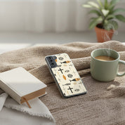 Christian Ichthys Fish and Cross Pattern Samsung Galaxy Phone Case in a cozy morning lifestyle setting.