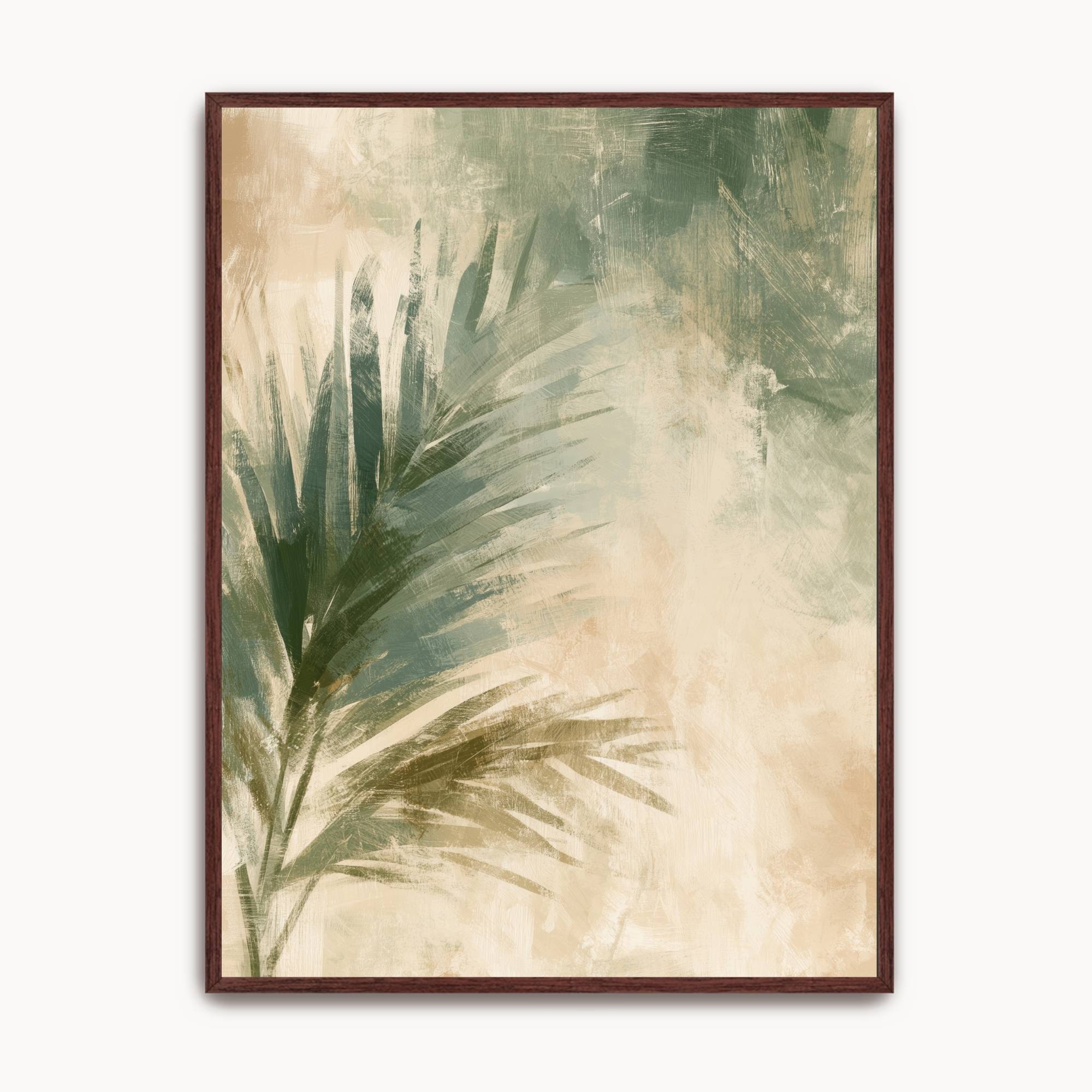 Framed Christian palm leaf wall art in soft sage green and cream watercolor, symbolizing Jesus’ victory, resurrection hope, and the triumphal entry.