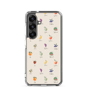 Fruits of the Spirit Christian Samsung Galaxy S25 clear phone case with love joy peace faithfulness biblical design Galatians 5:22-23