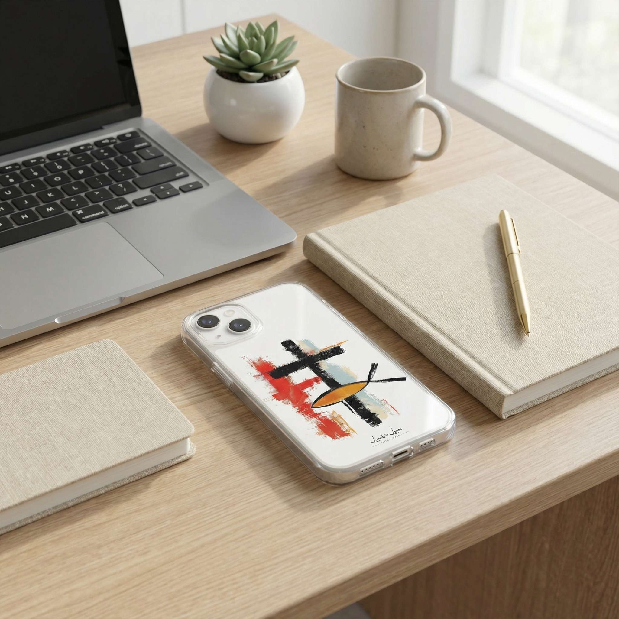 Cross and Christian Fish, MagSafe Compatible Christian Phone Case