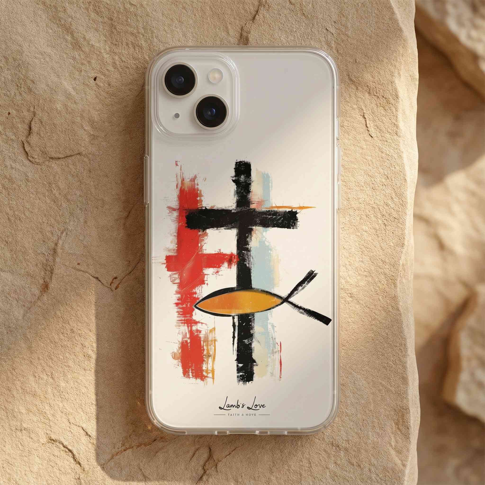 Cross and Christian Fish, MagSafe Compatible Christian Phone Case