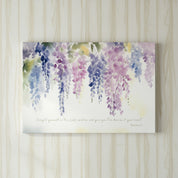 Purple wisteria watercolor wall art inspired by Psalm 37:4, “Delight yourself in the Lord,” offering peace and beauty to any room.