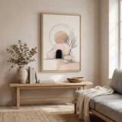 Minimalist Empty Tomb Christian wall art displayed in a Scandinavian-style living room with neutral decor.