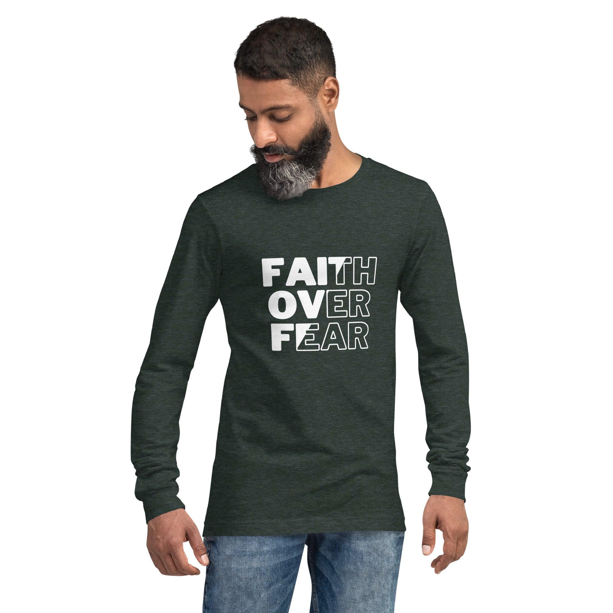 Faith over Fear, Men's Long Sleeve Tee - Lamb’s Love