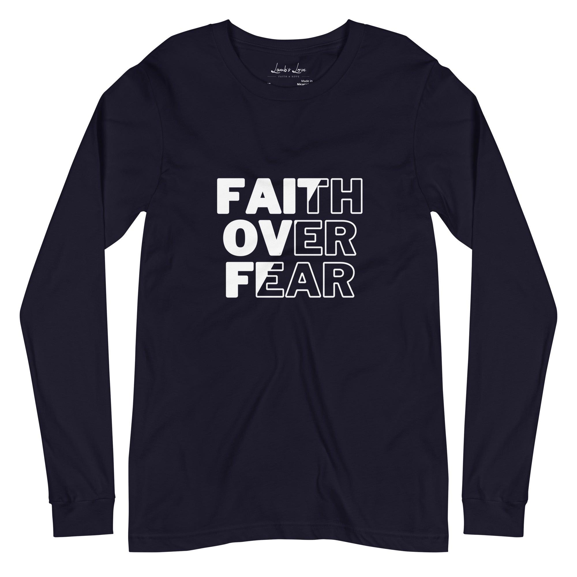 Faith over Fear, Men's Long Sleeve Tee - Lamb’s Love