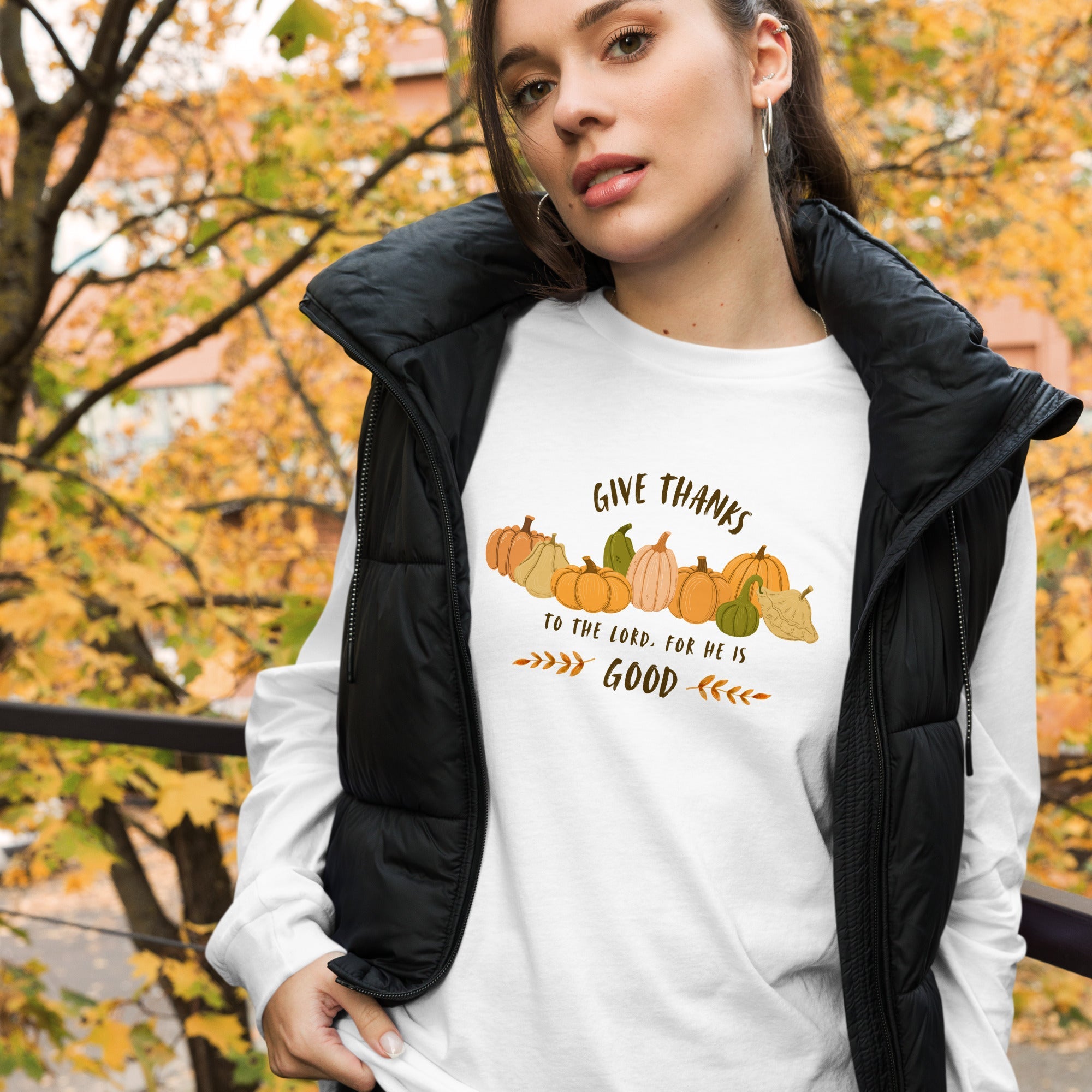 Give Thanks, Women's Long Sleeve Tee - Lamb’s Love