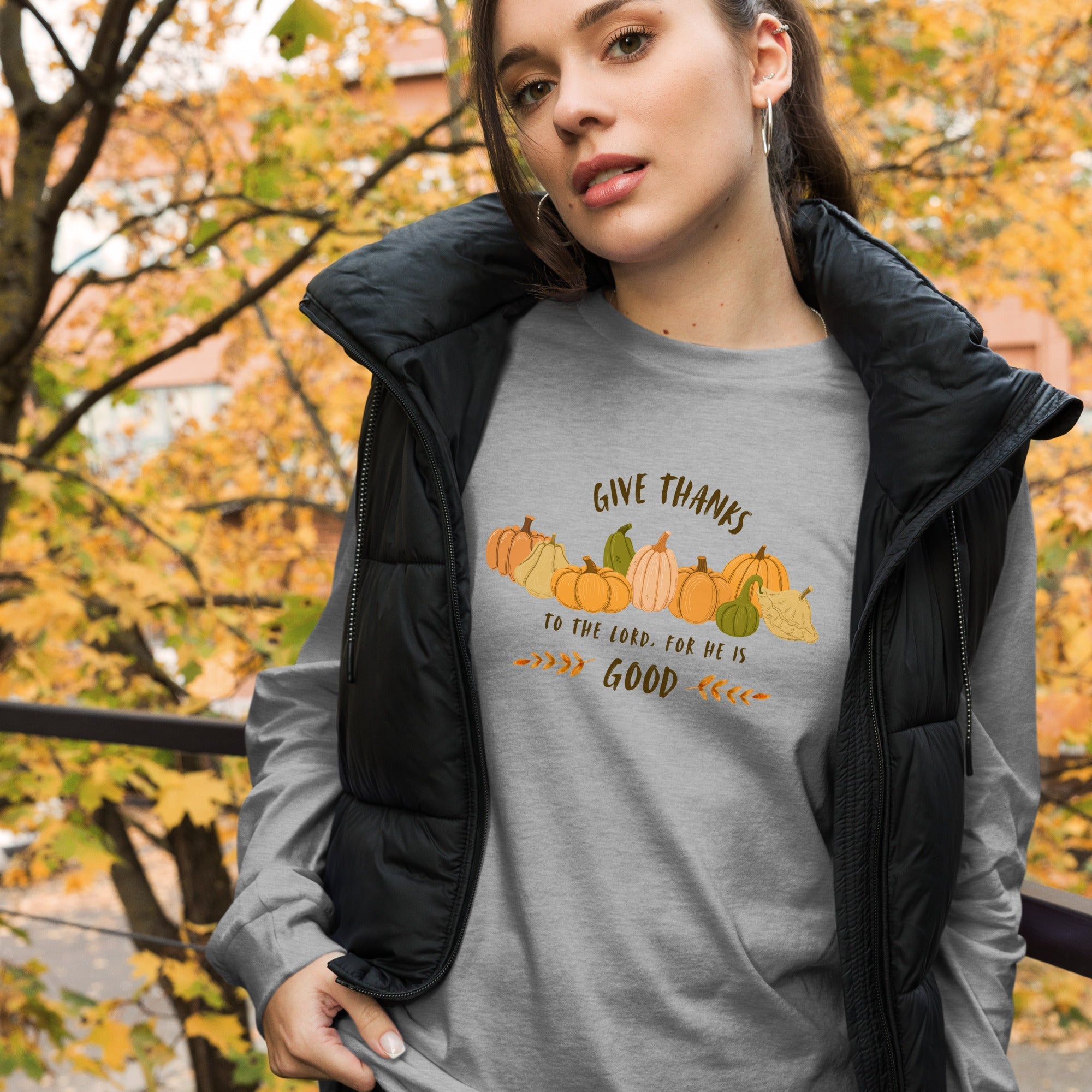 Give Thanks, Women's Long Sleeve Tee - Lamb’s Love