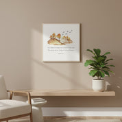 Watercolor autumn hills Christian wall art inspired by Isaiah 40:8, reminding of the enduring truth of God’s Word.
