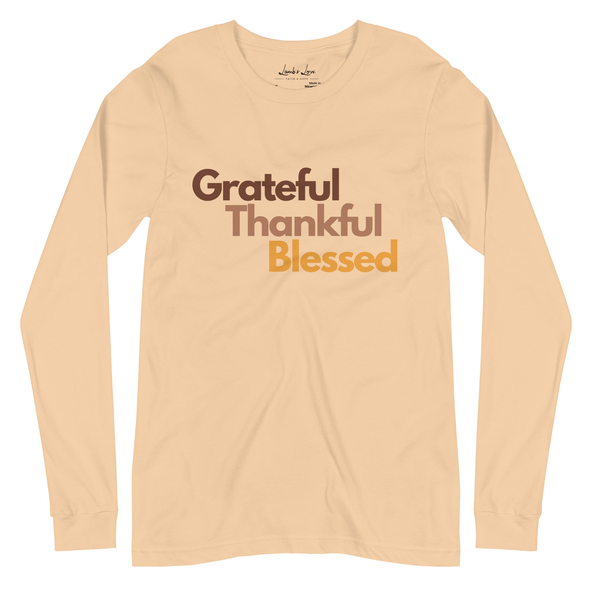 Grateful, Thankful, Blessed, Women's Long Sleeve Tee - Lamb’s Love