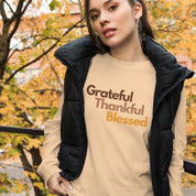 Grateful, Thankful, Blessed, Women's Long Sleeve Tee - Lamb’s Love