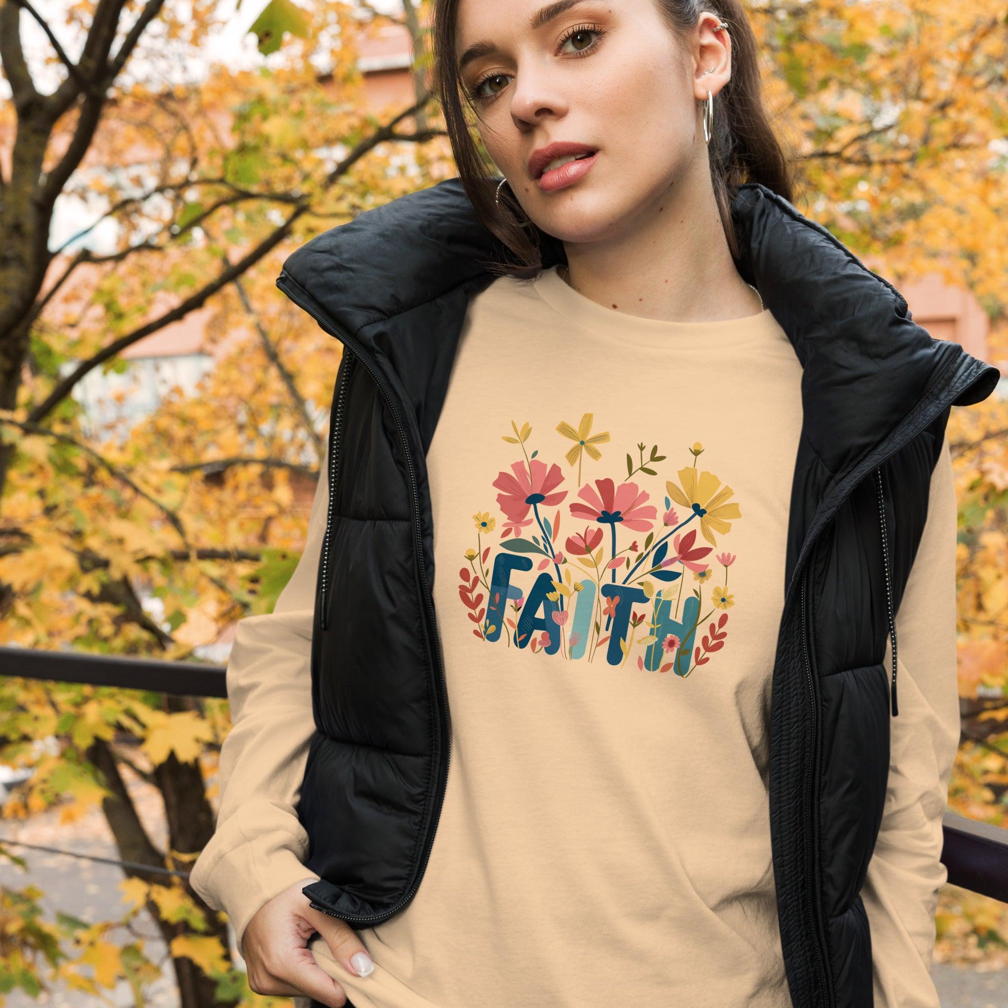 Grow in FAITH, Women's Long Sleeve Tee - Lamb’s Love