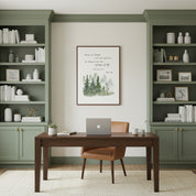 Evergreen watercolor Bible verse canvas encouraging heart protection and spiritual reflection in home décor.