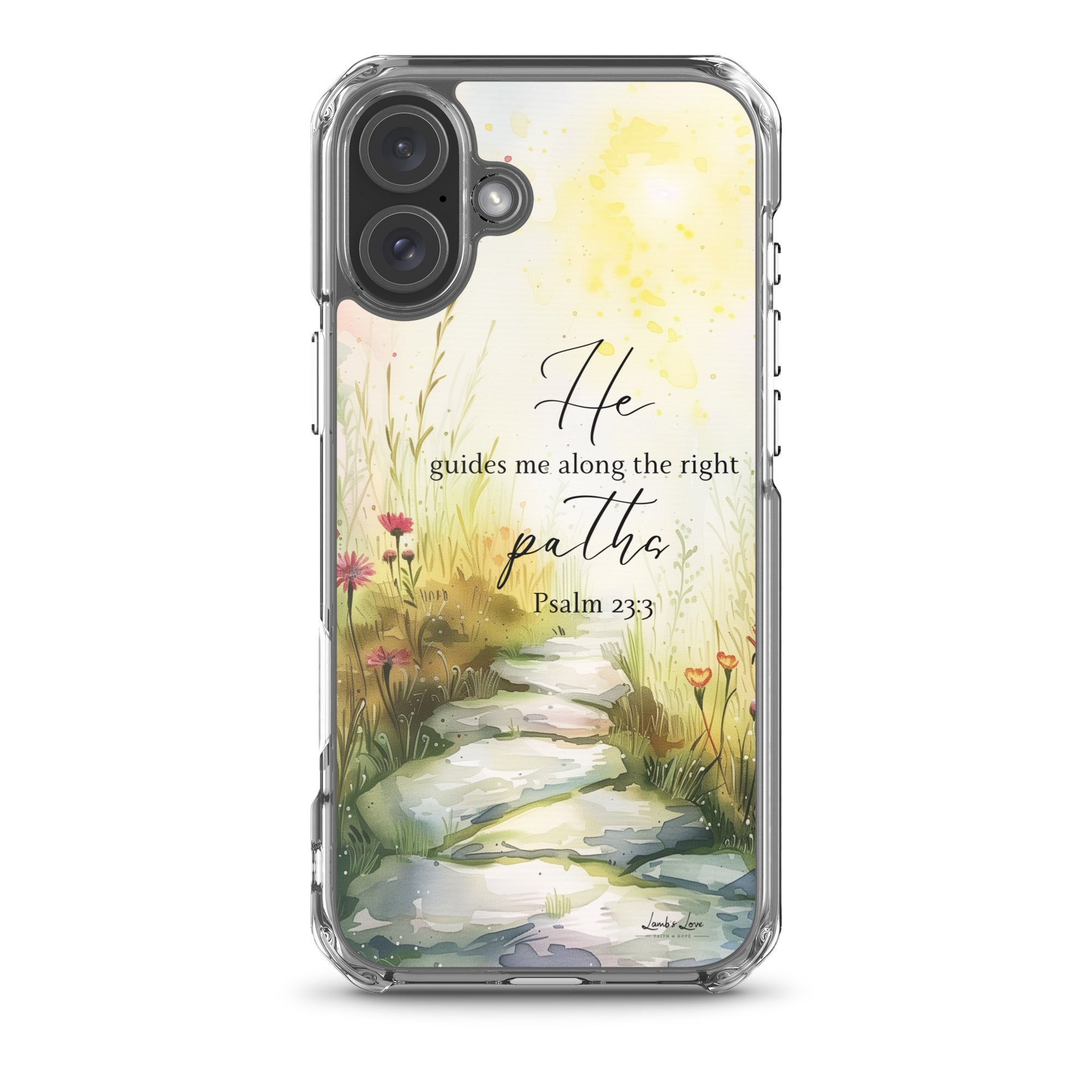 He Guides Me Paths, Clear - edge Case for iPhone - Lamb’s Love