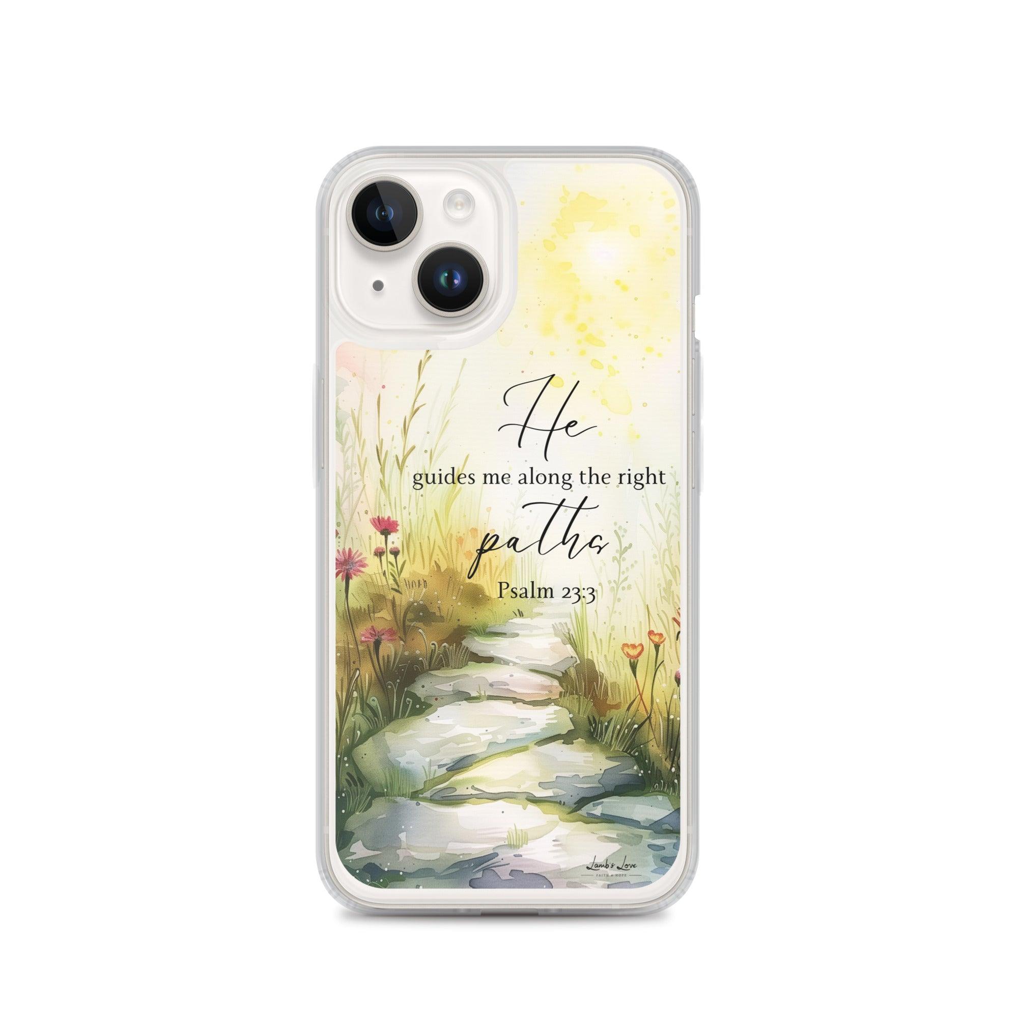 He Guides Me Paths, Clear-edge Case for iPhone - Lamb’s Love