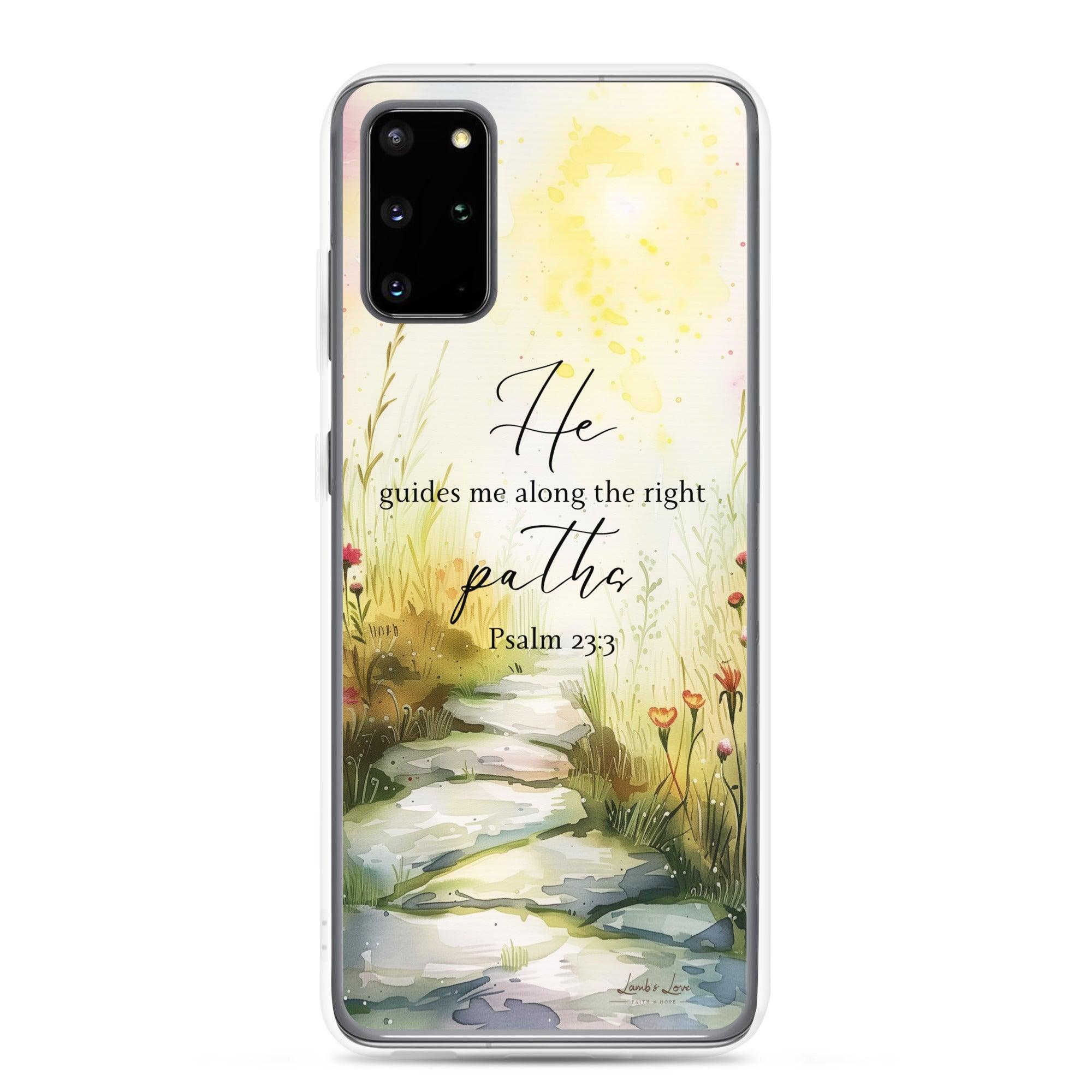 He Guides Me Paths, Clear-edge Case for Samsung - Lamb’s Love