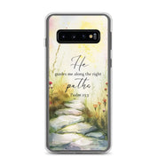 He Guides Me Paths, Clear-edge Case for Samsung - Lamb’s Love