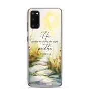 He Guides Me Paths, Clear-edge Case for Samsung - Lamb’s Love