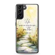 He Guides Me Paths, Clear-edge Case for Samsung - Lamb’s Love