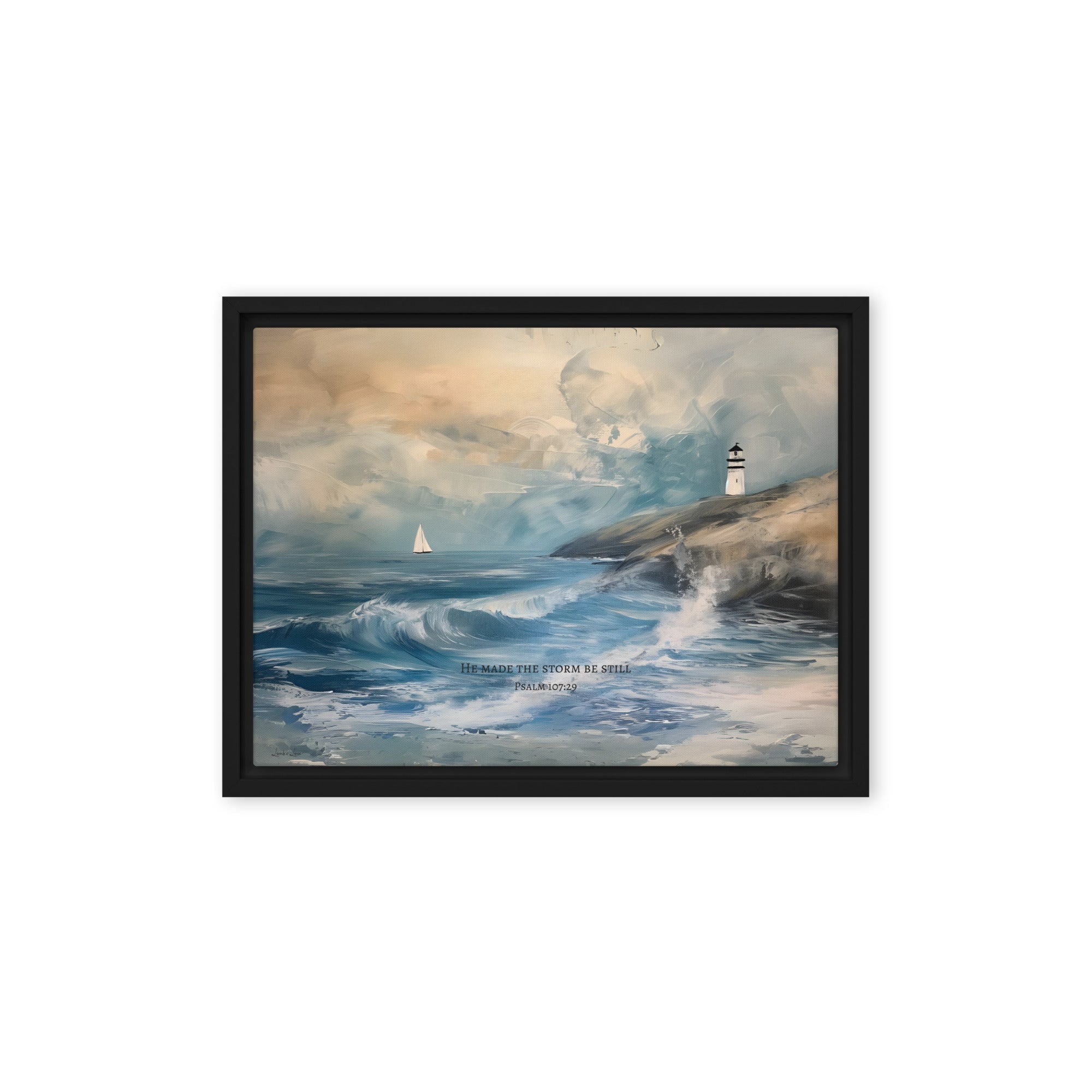 He Made the Storm Be Still, Framed Canvas - Lamb’s Love