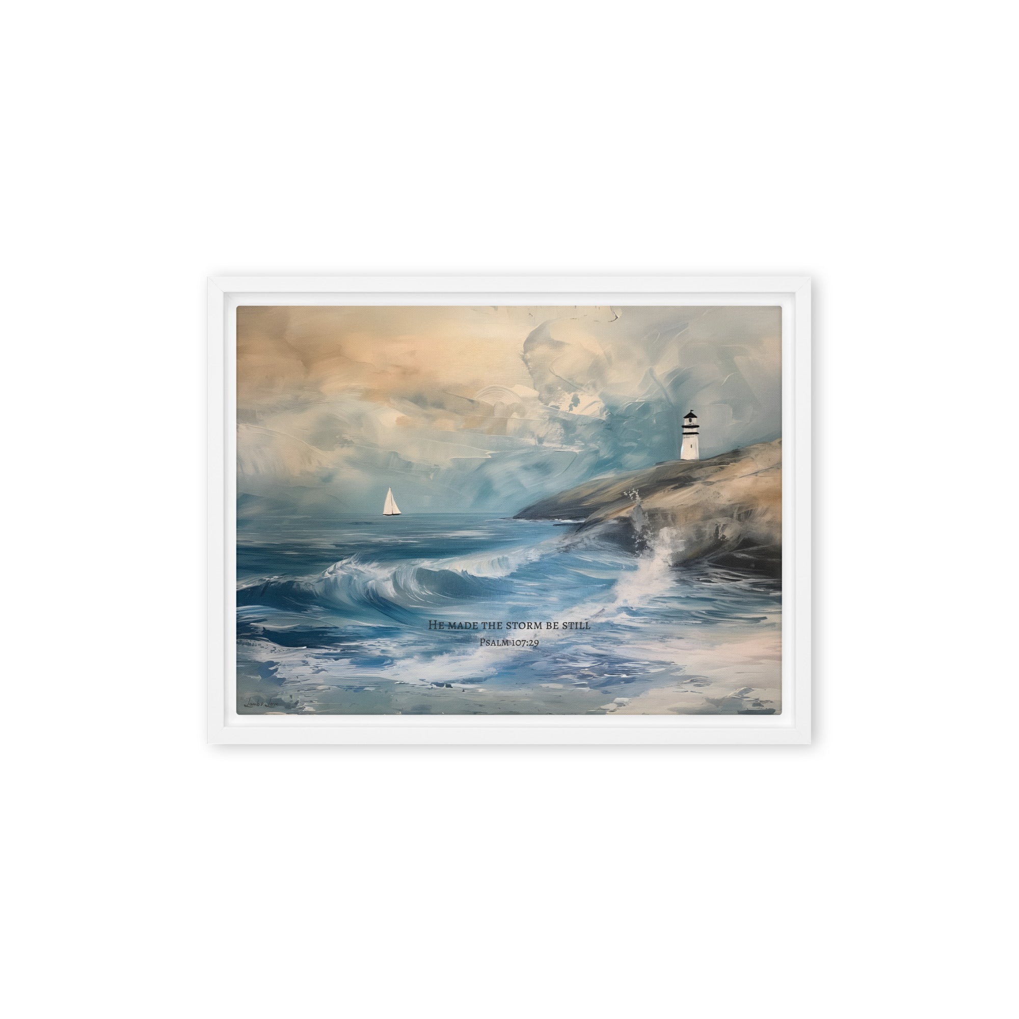 He Made the Storm Be Still, Framed Canvas - Lamb’s Love