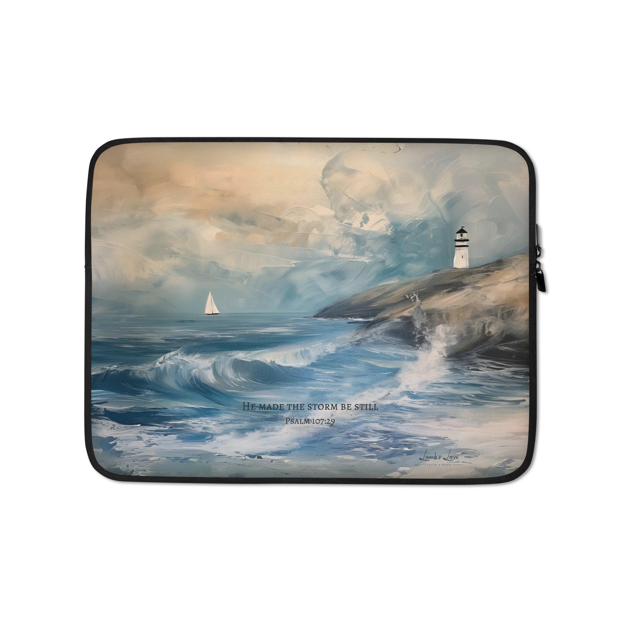 He Made the Storm Be Still, Laptop Sleeve - Lamb’s Love