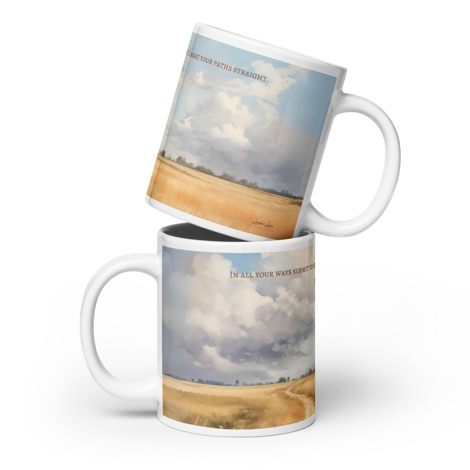 He Will Make Your Paths Straight, White Interior Mug - Lamb’s Love