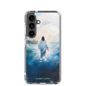 Christian Samsung Galaxy S24 phone case featuring Jesus calming the storm on the sea