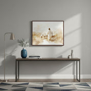 Watercolor Christian canvas depicting Jesus leading His flock beside quiet fields, inspired by John 10:11.