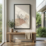 Minimalist Jesus Triumphal Entry Christian wall art in modern entryway with black frame