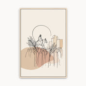 Minimalist Jesus Triumphal Entry Christian wall art in natural wood frame