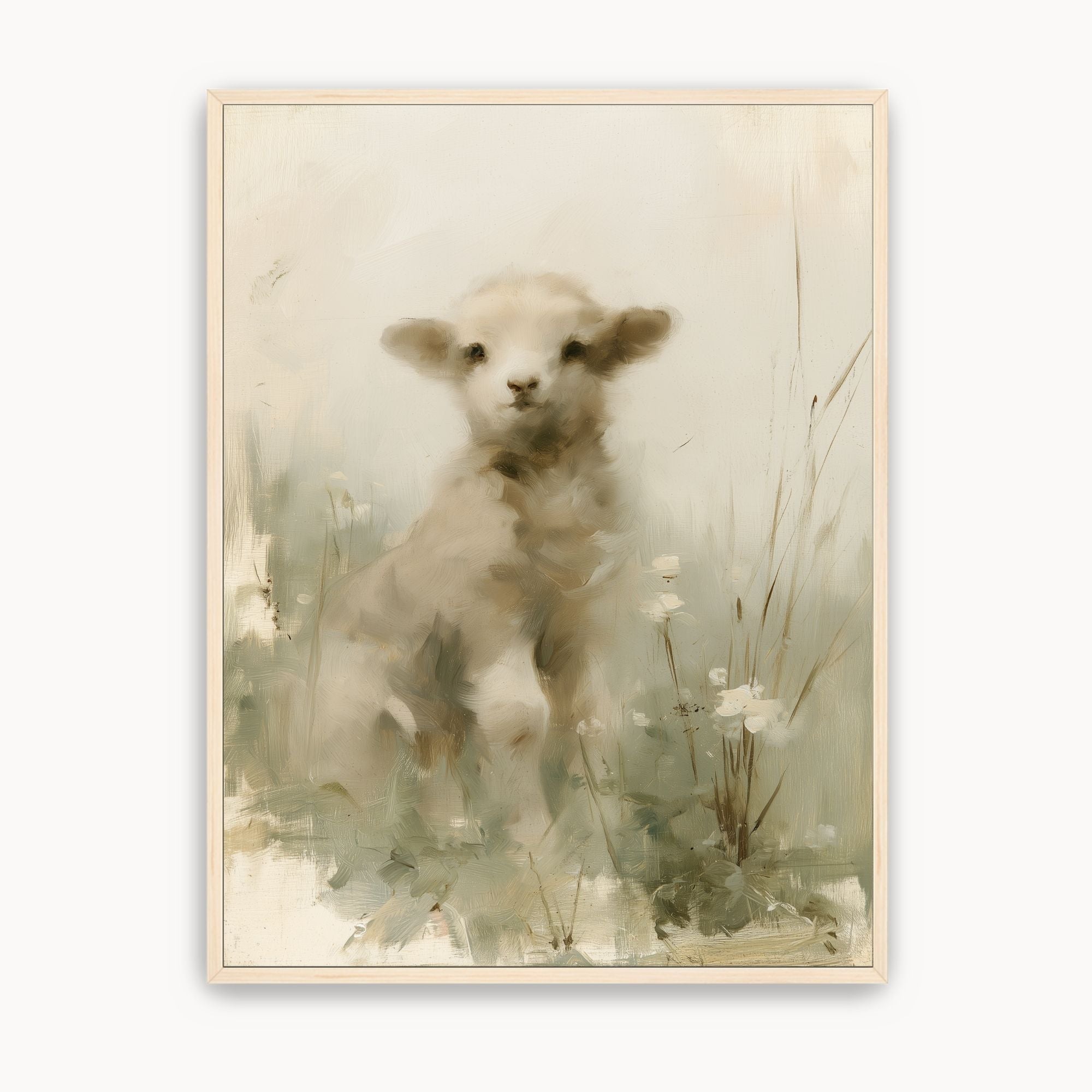 Framed lamb Christian wall art inspired by John 10:27–28, representing believers known and loved by Jesus the Good Shepherd.