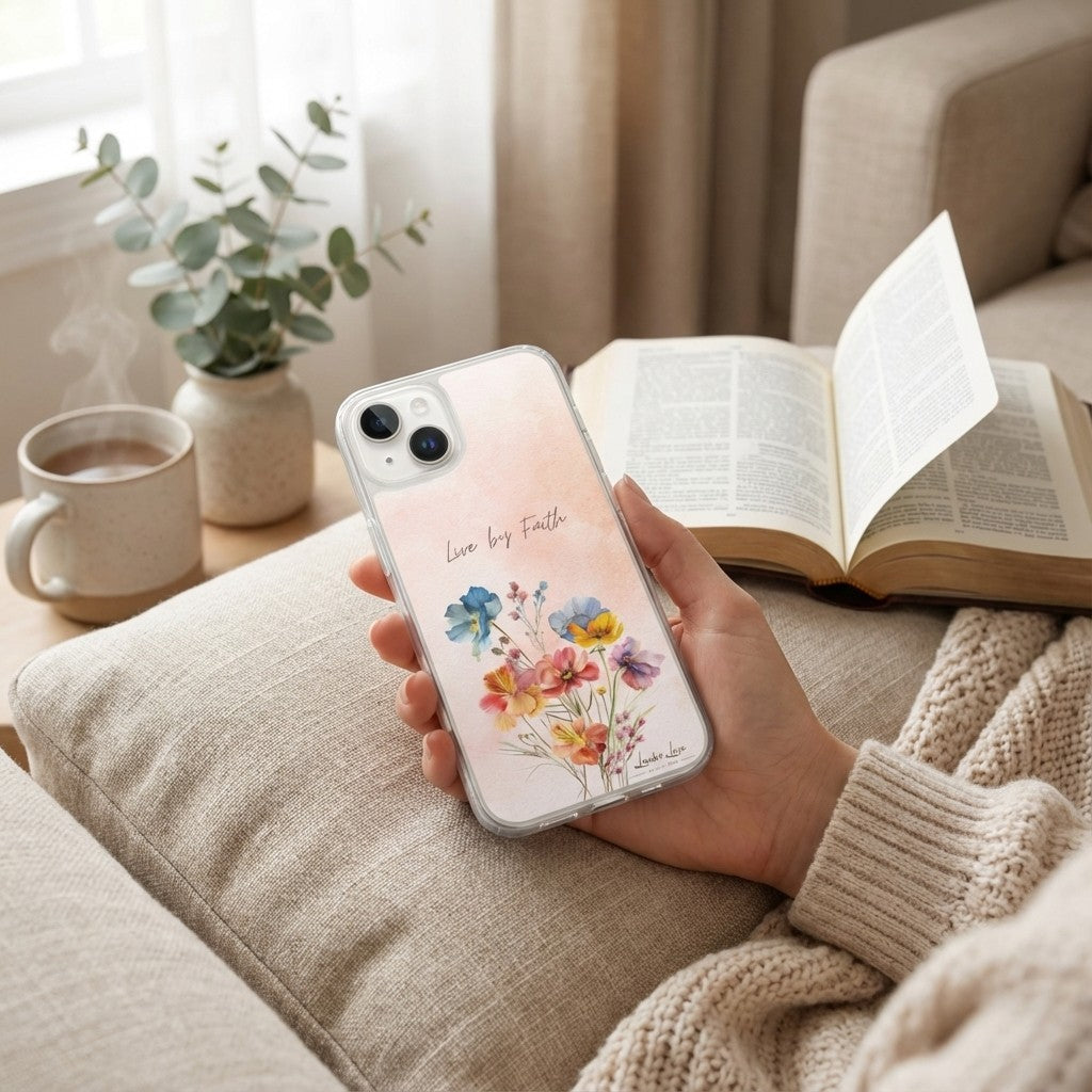 Live by Faith, MagSafe Compatible Christian Phone Case