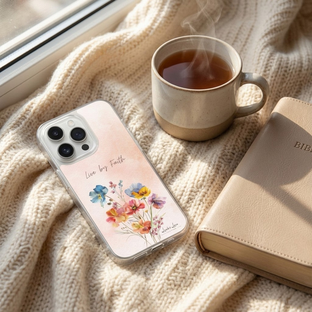 Live by Faith, MagSafe Compatible Christian Phone Case