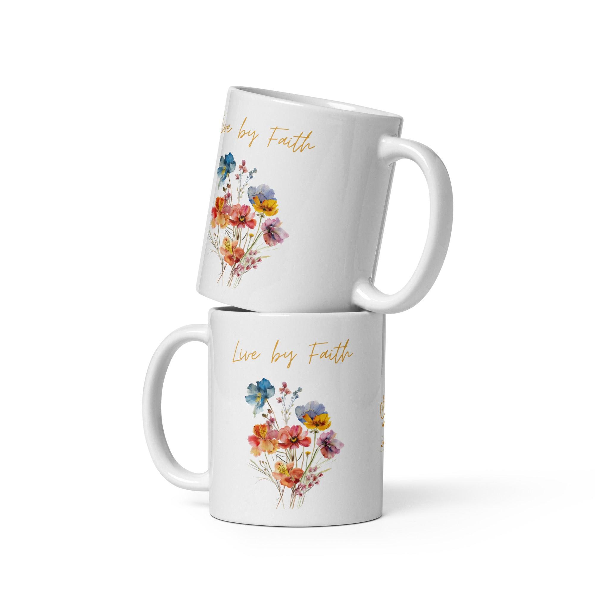 Live by Faith, White Interior Mug - Lamb’s Love