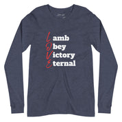 Love is Lamb, Obey, Victory, Eternal, Women's Long Sleeve Tee - Lamb’s Love