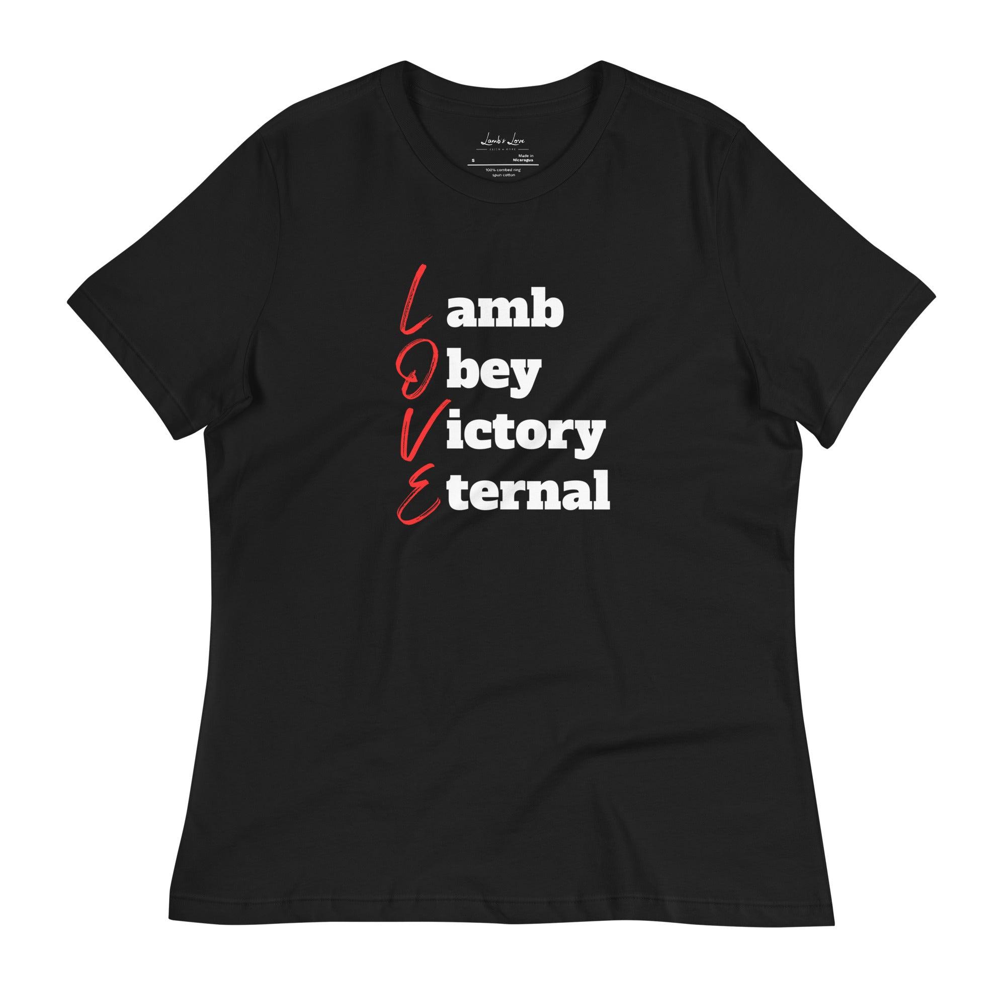 Love is Lamb, Obey, Victory, Eternal, Women's T-Shirt - Lamb’s Love