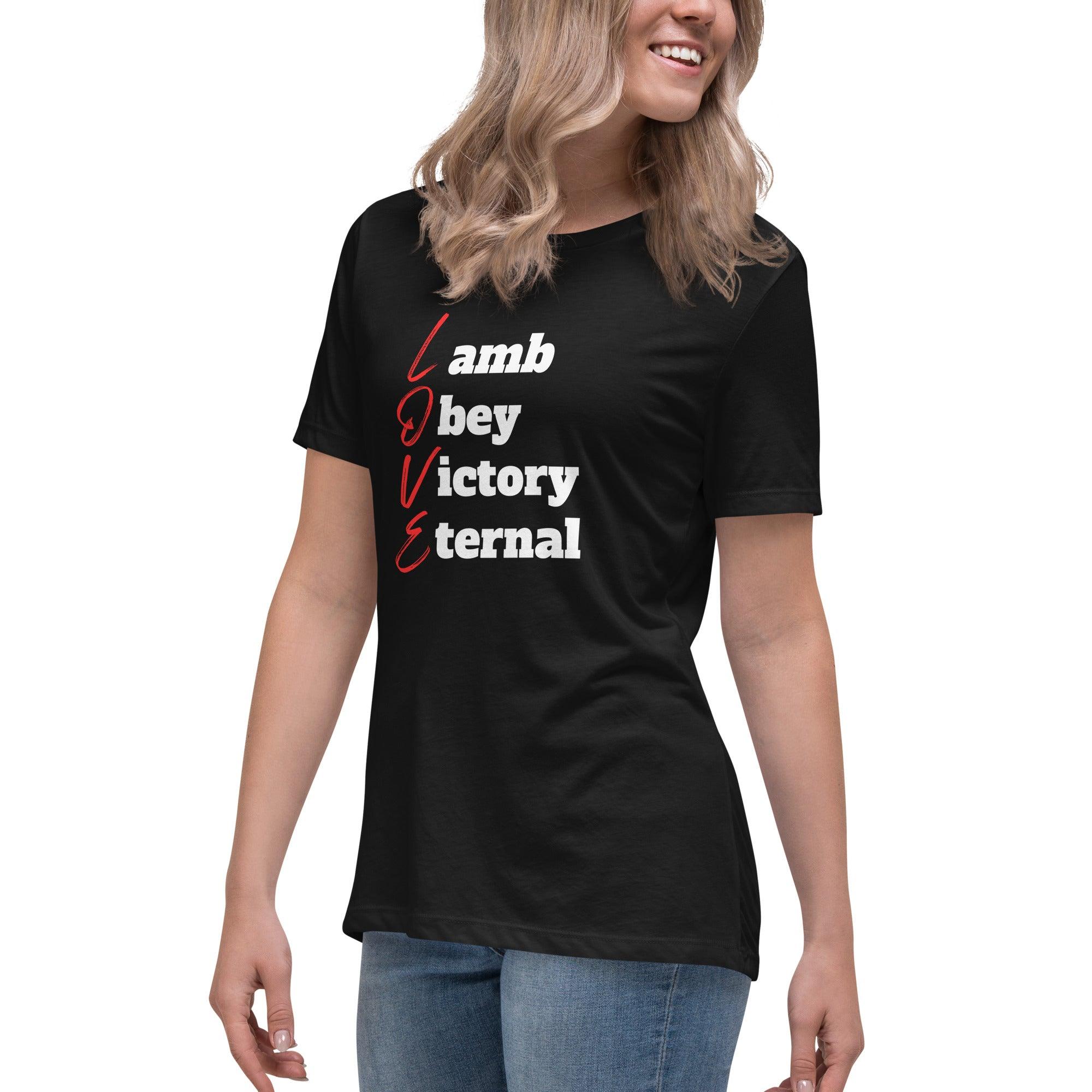 Love is Lamb, Obey, Victory, Eternal, Women's T-Shirt - Lamb’s Love