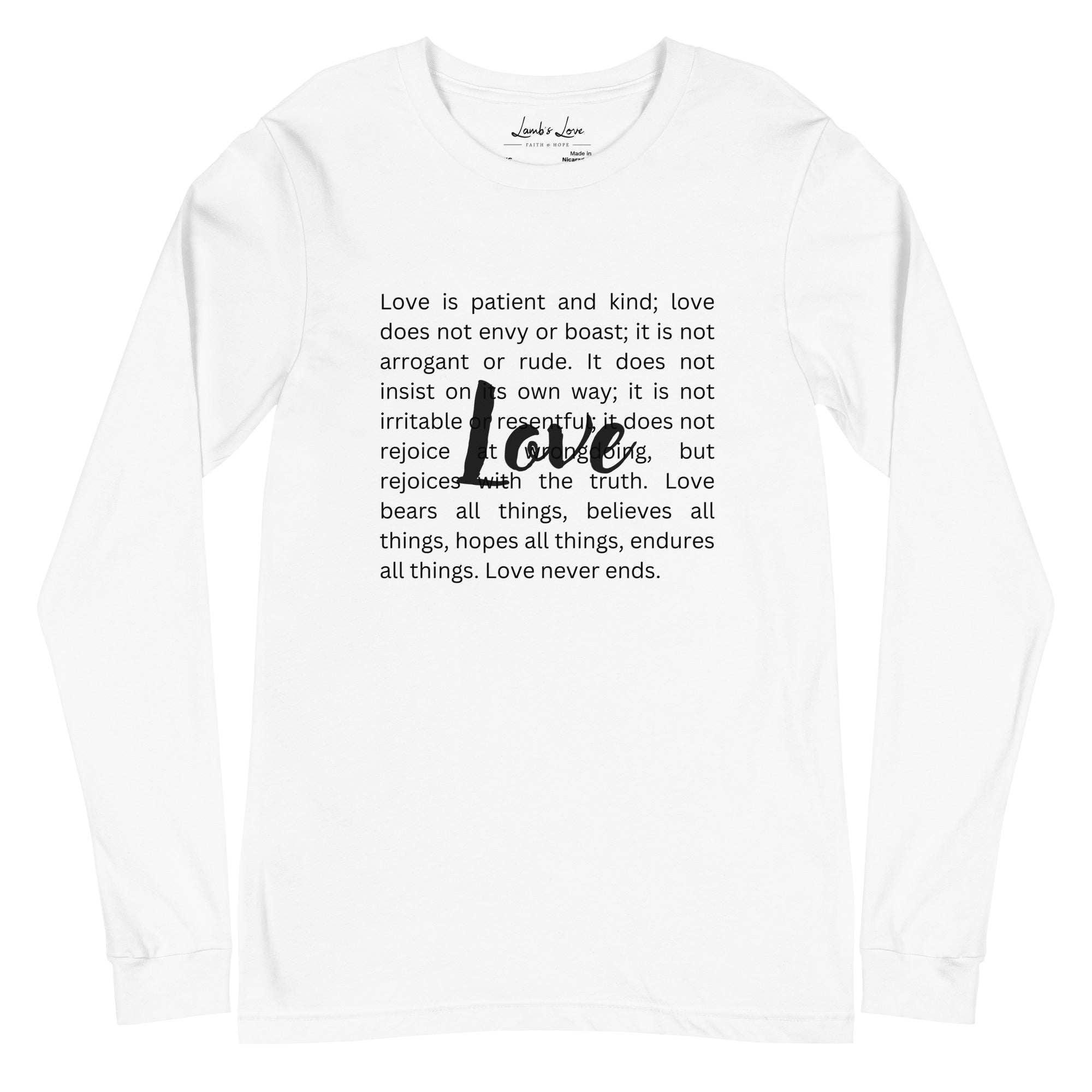 Love Never Ends, Women’s Long Sleeve Tee - Lamb’s Love