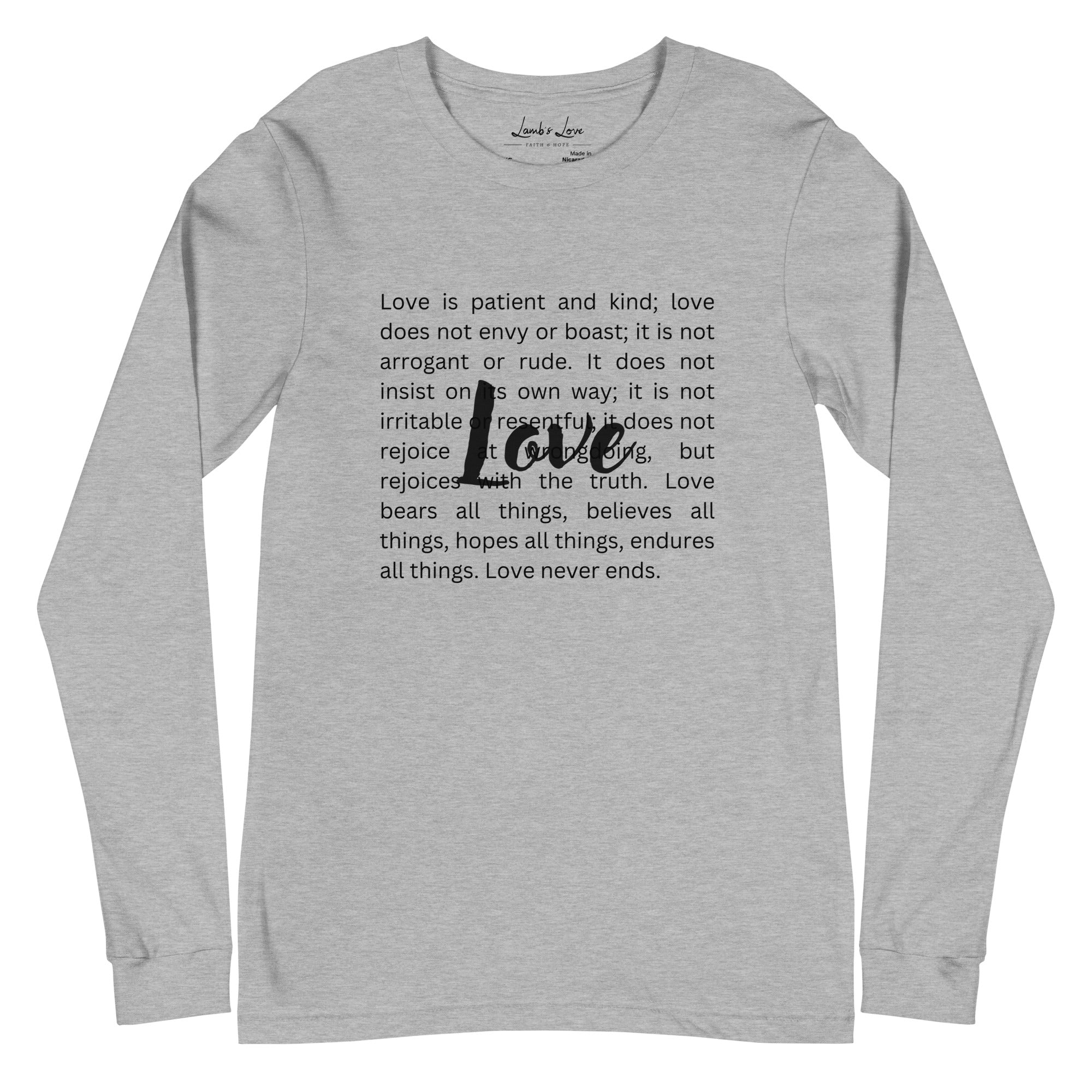 Love Never Ends, Women’s Long Sleeve Tee - Lamb’s Love