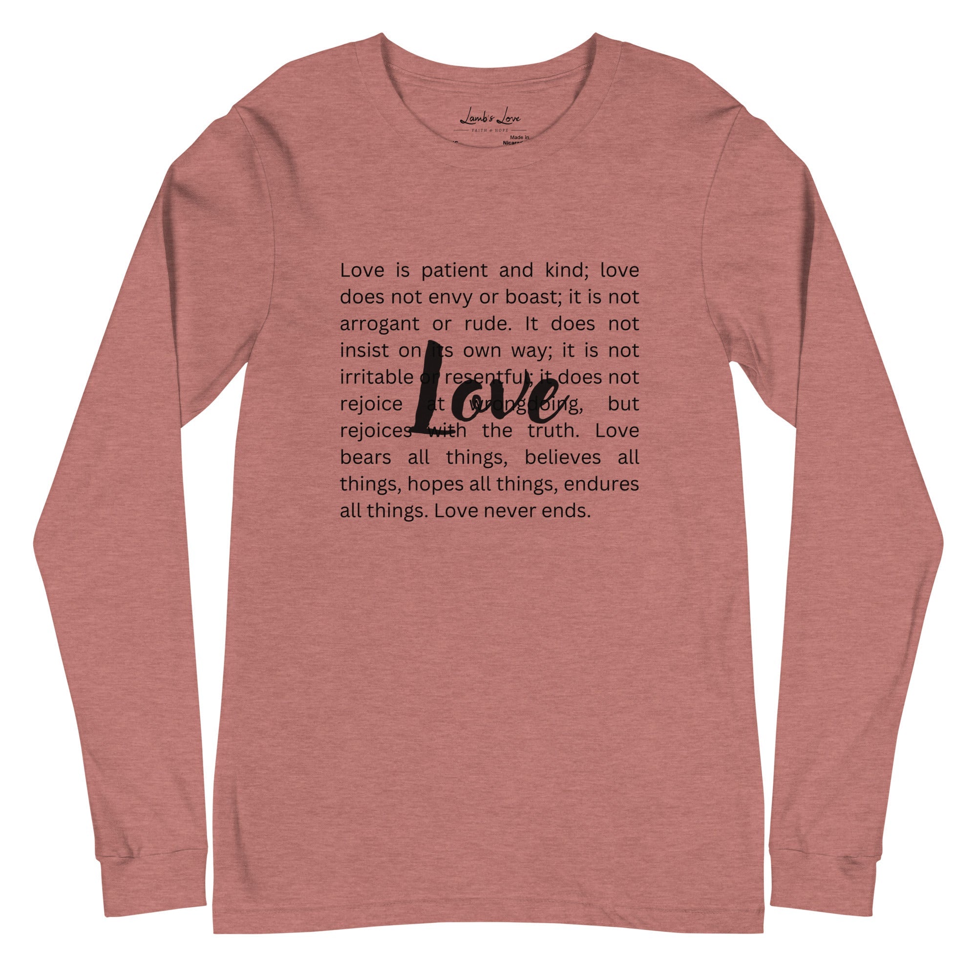 Love Never Ends, Women’s Long Sleeve Tee - Lamb’s Love