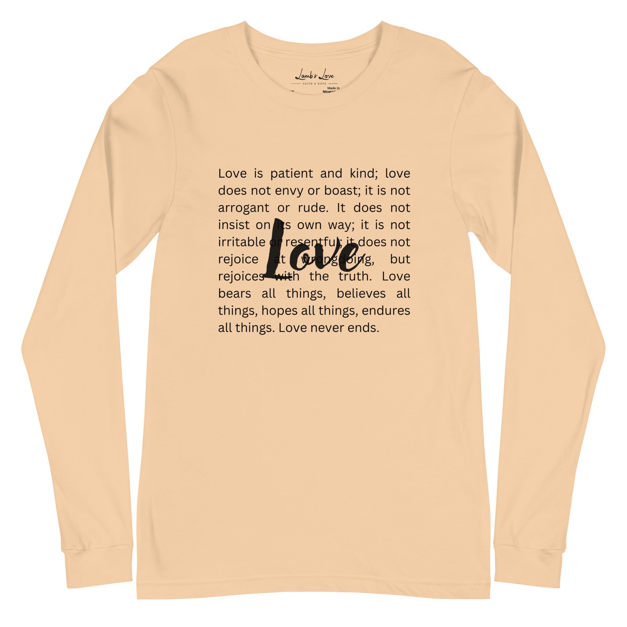 Love Never Ends, Women’s Long Sleeve Tee - Lamb’s Love