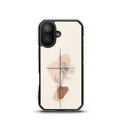 Minimalist cross and lily Christian MagSafe iPhone case featuring neutral botanical line art with modern faith-inspired aesthetic and elegant floral design