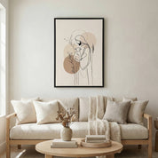 Minimalist Good Shepherd Christian wall art in modern living room with neutral tones and beige decor